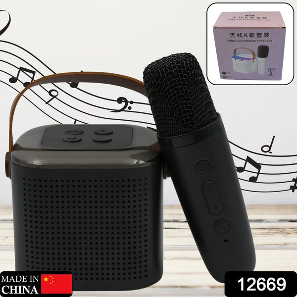 Wireless Speaker Microphone Set, RGB Light Support Memory Card Portable Karaoke Machine Perfect  for Travel TV
