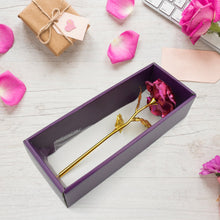 Artificial Gold Rose Flower With Gift Box (1 Pc)