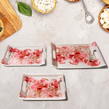 Plastic Rectangular Serving Tray Set  Printed Design Trays for Home & Kitchen