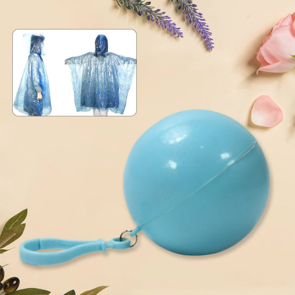 Disposable Raincoat for Kids with Hood and Attachable Round Case, (1 Pc / Multicolor)