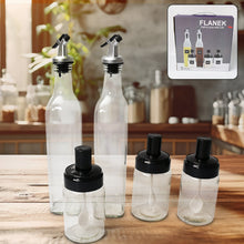 Transparent Glass Oil Dispenser 500 ML Bottle (5 Pcs Set)