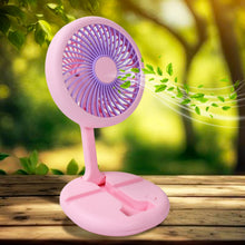 USB Rechargeable Portable Fan with LED Light  Heavy-Duty Foldable Fan