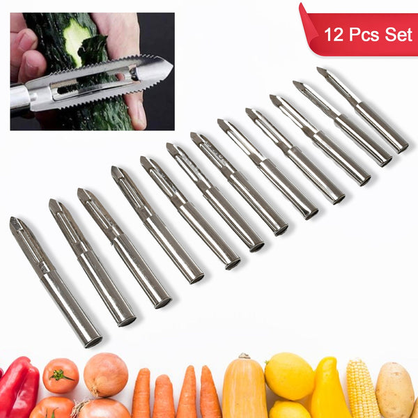 Stainless Steel Peeler Set  Multi-Purpose Handle for Peeling & Shredding(12 Pc)