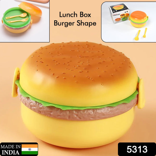 Burger Shape Lunch Box  Double Layer 1000ml Food Container with 2 Spoons for Kids