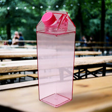 Plastic Milk Carton Colorful Clear Water Bottle, 17 Oz Portable Milk Box