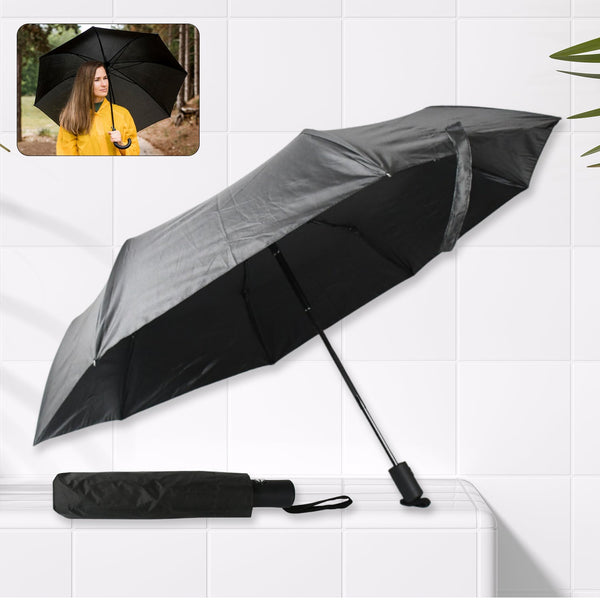 2 Fold Manual Umbrella  Wind, Sun & Rainproof with Steel Shaft & Wrist Strap