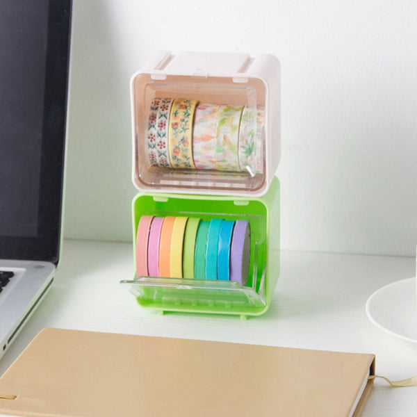 Durable Transparent Tape Storage Box  Plastic Office Organizer