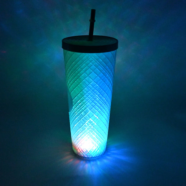 Cup with Straw & LED Lighting Reusable Matte Studded Tumbler (1 Pc)