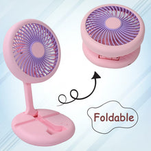 USB Rechargeable Portable Fan with LED Light  Heavy-Duty Foldable Fan