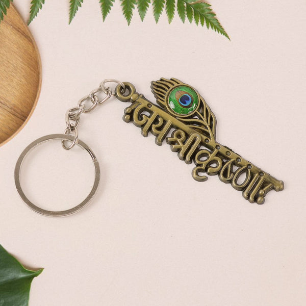 Jai Shree Krishna” Text Metal Keychain (1 Pc)