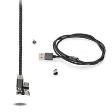 Magnetic Charging Cable 3 in 1 Metal Magnetic Micro USB Type C Lighting Cable with LED