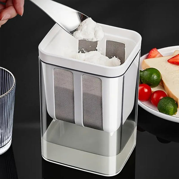 2 in 1 Yogurt Strainer with Storage Box 1100ml (Plastic + Steel)