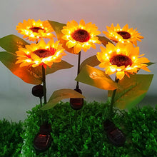 2 Pc Outdoor Solar Sunflower Lights  Waterproof Garden Landscape Stake Light