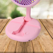 USB Rechargeable Portable Fan with LED Light  Heavy-Duty Foldable Fan