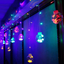 12  Wish Balls Window Curtain String Lights with 8 Flashing Modes (Plastic, Multi Color)