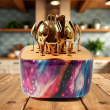 Unique Golden Egg Storage Modern Tableware Steak Knives Fork Flatware Set (24Pcs Set)