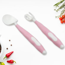Silicone Bendable Kids Spoon & Fork Set  Toddler Self-Feeding Utensils (2 Pc Set)