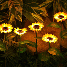 2 Pc Outdoor Solar Sunflower Lights  Waterproof Garden Landscape Stake Light