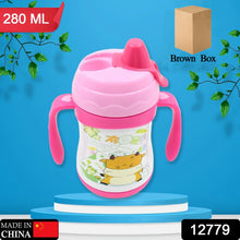 Vacuum Stainless Steel Water Bottle With Carry Handle & Straw (280 ML)