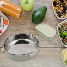 Miracle Stainless Steel Round Lunch Box, with Small Plastic Box (450 ML + 250 ML Approx)