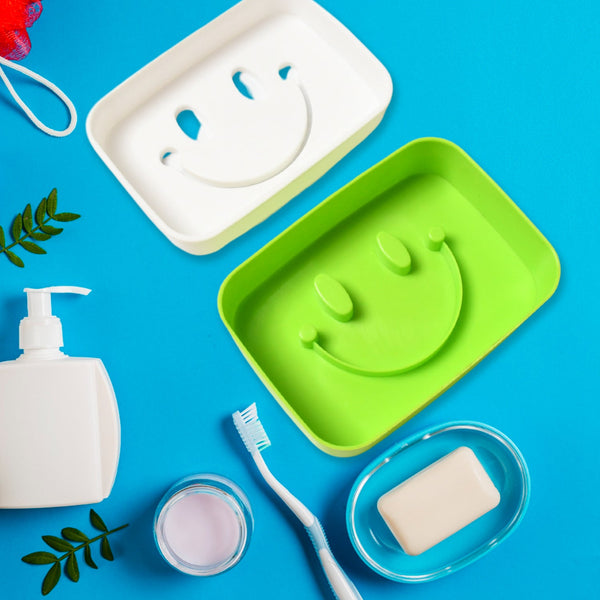 Portable Travel Soap Dish Box  Cute Cartoon Smile Face Draining Container