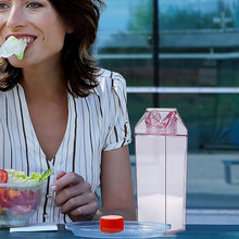 Plastic Milk Carton Colorful Clear Water Bottle, 17 Oz Portable Milk Box