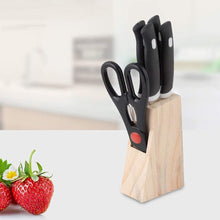 Kitchen Knife Set with Wooden Block and Scissors (5 pcs, Black)