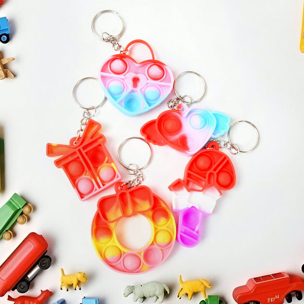 Compact Pop It Keychain  Fun Stress Relief Fidget Toy (1 Pc | Mix Design)