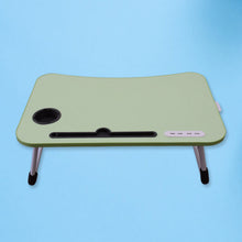 Foldable Study Table Lap Desk | Portable Bed Laptop Stand with USB Fan, Light & Cup Holder (1 Pc, Mix Color)