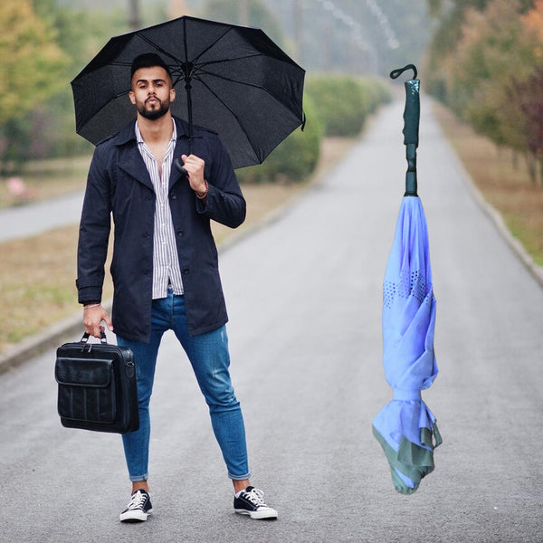Windproof Compact Travel Umbrella  Reverse Folding Design (1 Pc)