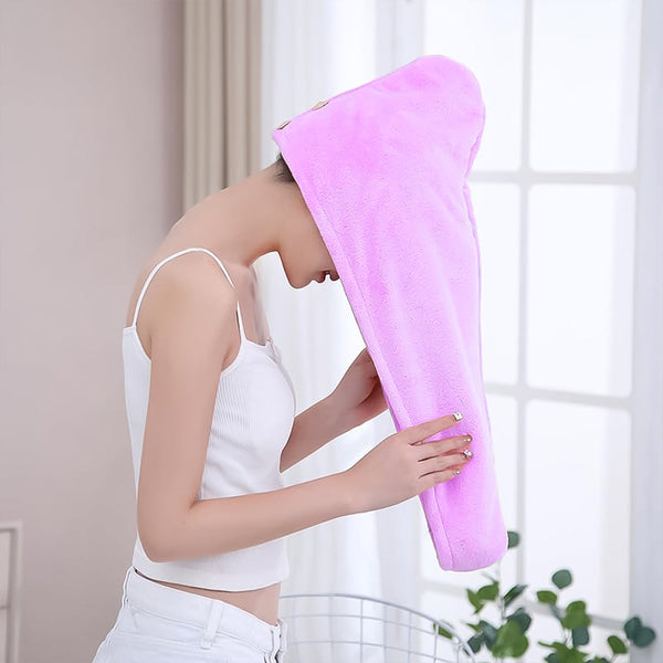 Quick Turban Hair-Drying Absorbent Microfiber Towel (1 Pc / Mix Design)