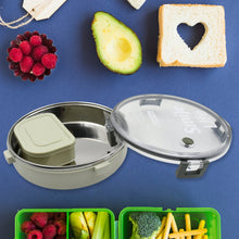Miracle Stainless Steel Round Lunch Box, with Small Plastic Box (450 ML + 250 ML Approx)
