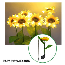 2 Pc Outdoor Solar Sunflower Lights  Waterproof Garden Landscape Stake Light