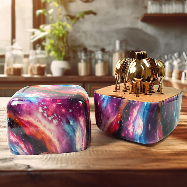 Unique Golden Egg Storage Modern Tableware Steak Knives Fork Flatware Set (24Pcs Set)