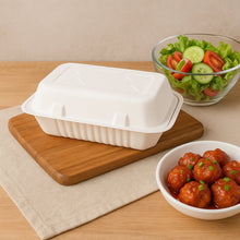 FresheeClamshell Takeaway Compostable Bagasse Food Box 9x6x3 Inch  10 Pcs Pack
