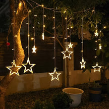 12 Stars LED Curtain String Lights with 8 Flashing Modes (Warm White / With Box)