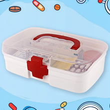 3-Compartment First Aid Box  Portable Medicine Storage with Tray & Clear Lid
