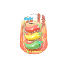 3D Fancy Colorful Chili Shape Erasers  Mini Novelty Eraser Set (3 Pc)