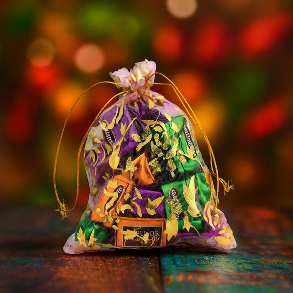 Decorative Gift Potli with 10 Premium Chocolates  Reusable Festive Return Gift Hamper