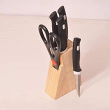 Kitchen Knife Set with Wooden Block and Scissors (5 pcs, Black)