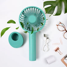 Portable Handheld Fan 3 Speeds Battery Operated Rechargeable with Base Holder
