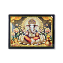 Divine Lord Ganesha Wall Painting Wooden Frame Mix Design, 60x45 Cm Approx (1 Pc)