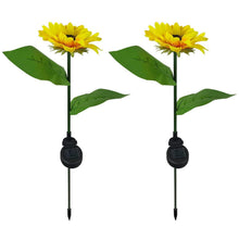 2 Pc Outdoor Solar Sunflower Lights  Waterproof Garden Landscape Stake Light
