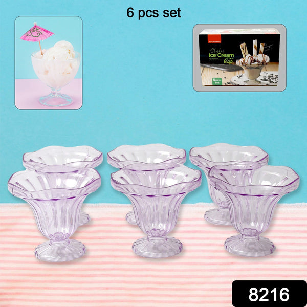 Crystal Plastic Ice-Cream Bowl Set  Serving Bowls (6 Pc)
