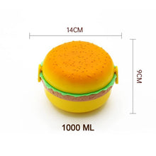 Burger Shape Lunch Box  Double Layer 1000ml Food Container with 2 Spoons for Kids