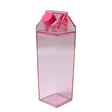 Plastic Milk Carton Colorful Clear Water Bottle, 17 Oz Portable Milk Box