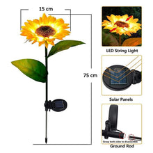 2 Pc Outdoor Solar Sunflower Lights  Waterproof Garden Landscape Stake Light