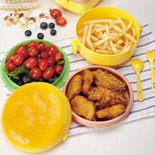 Burger Shape Lunch Box  Double Layer 1000ml Food Container with 2 Spoons for Kids
