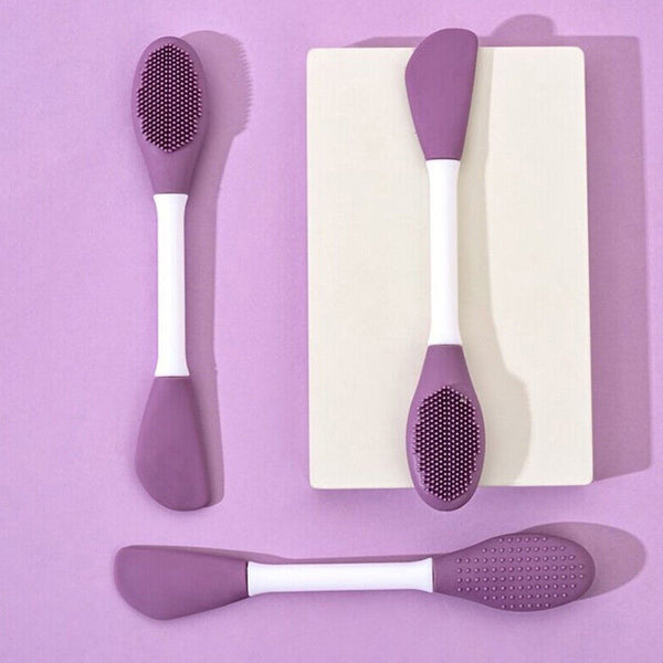 Double-Headed Silicone Mask Brush  Facial Cleansing & Mask Application Tool (1 Pc)