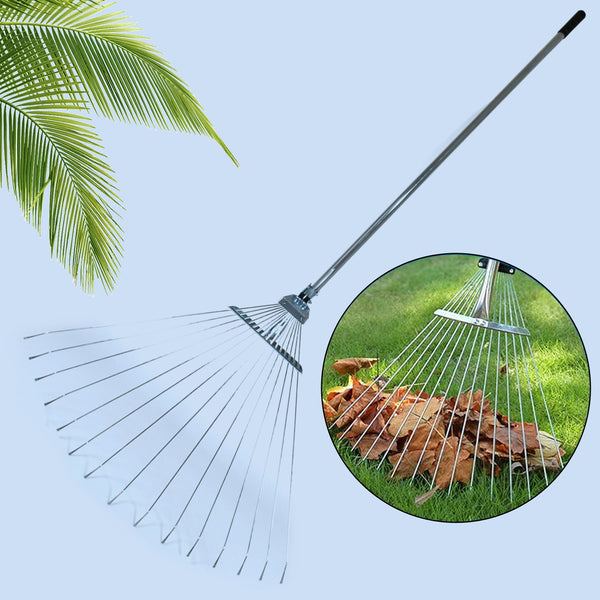 Stainless Steel Telescopic Garden Rake for Quick Clean Up of Lawn and Yard (MOQ :- 12 pc)